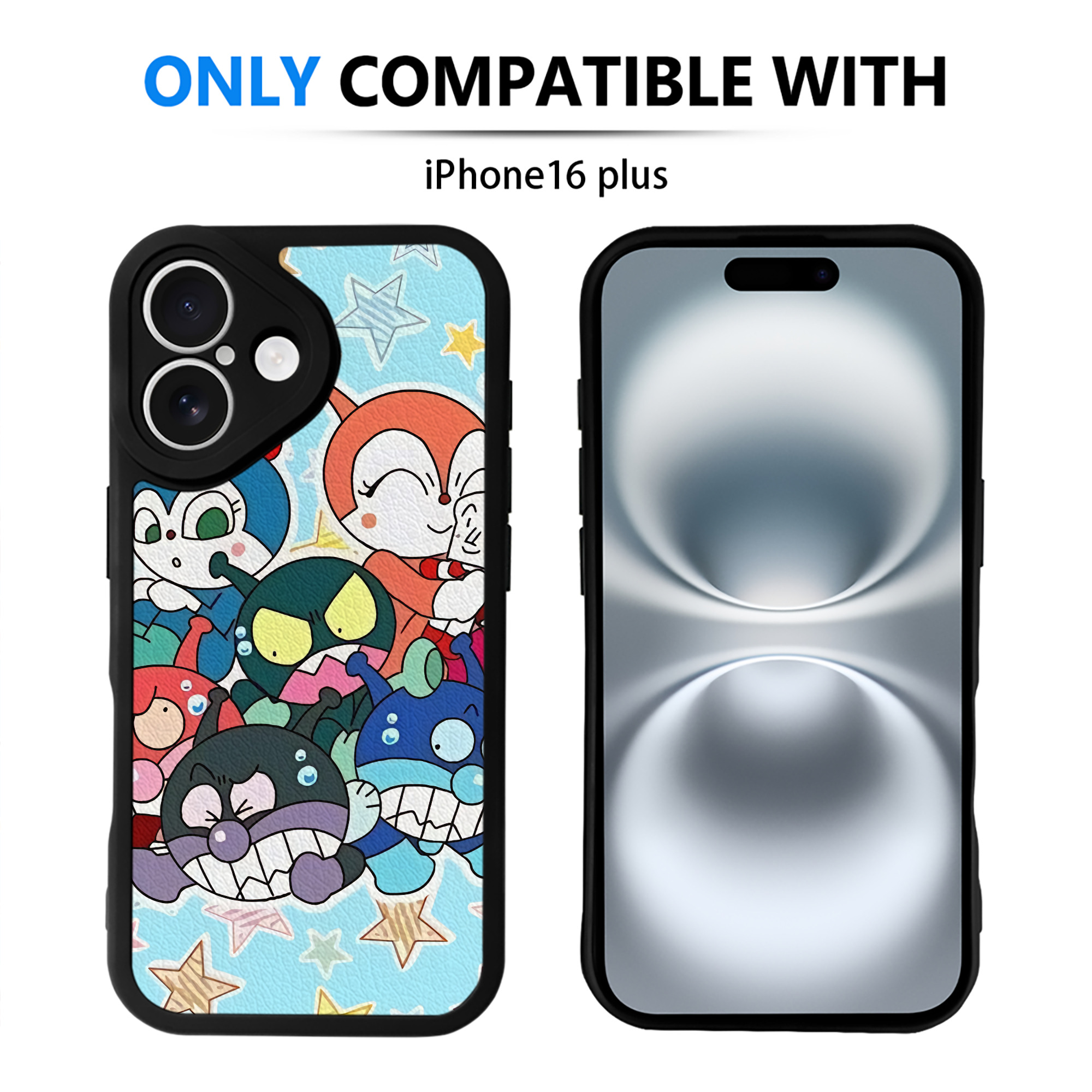 （画像用） アンパンマン Anpanman 【iPhone 16シリーズ対応】シリコンスマホケース（レザー調） 材質：シリコン